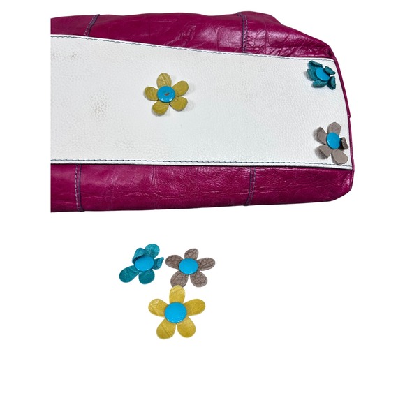 Gabs Italy Leather Pink Leather Satchel Shoulder Bag Designer Floral - Picture 8 of 16